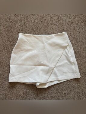 White Wrap-Front Mini Skirt